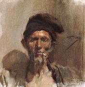 Joaquin Sorolla Smoking old man France oil painting artist